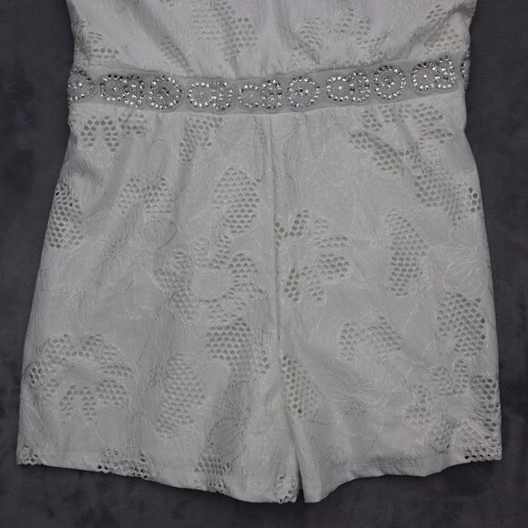 Jacaranda Jumpsuits Womens L White Strapless Floral Print Sweetheart Pullover - Picture 12 of 16